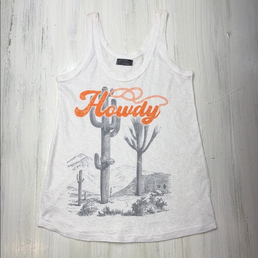 XYNC White 'Howdy' Graphic Tank Top Sz L